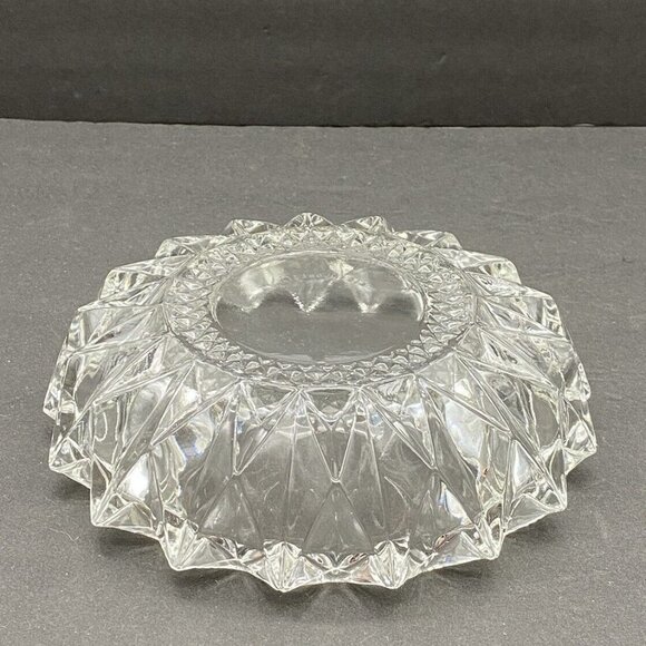 VTG KIG‎ Indonesia Diamond Pressed Glass Clear Round Ashtray Trinket Dish MCM - Picture 7 of 13